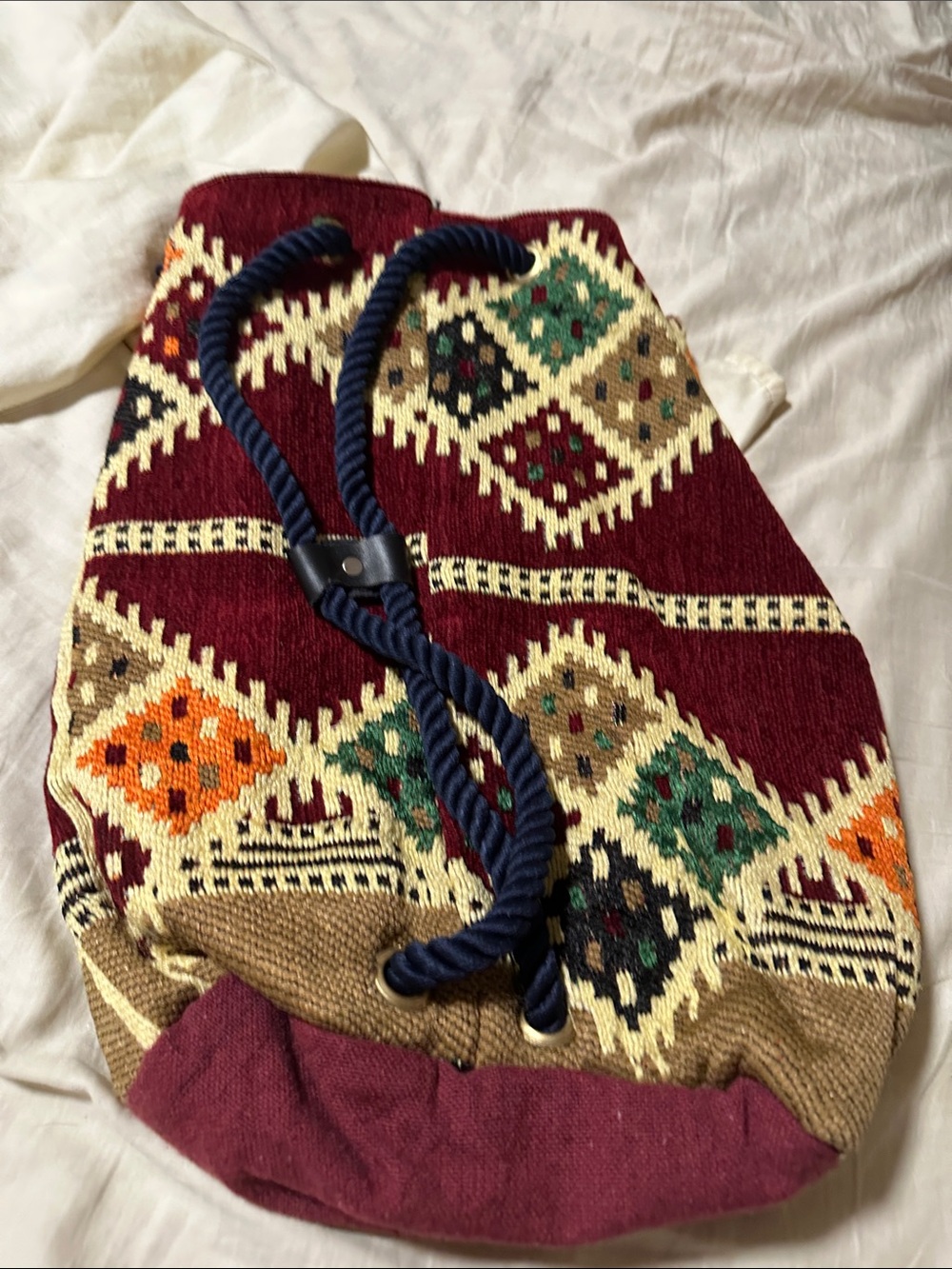 Vtg Handmade Kilim Sling Ruck Sack  Shoulder Bag Traditional Tribal Hipster NEW